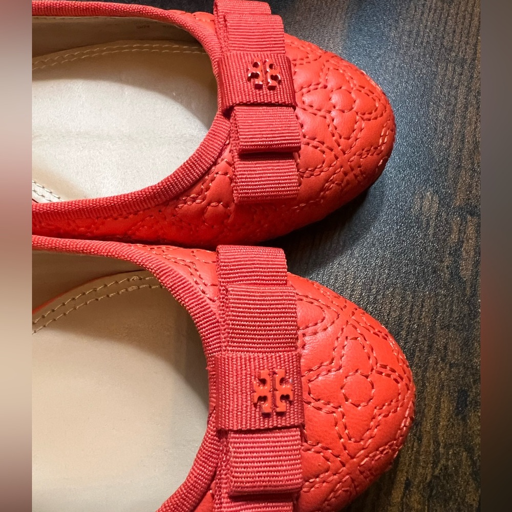 Tory Burch Marion quilted Leather Ballet Flats in Samba Red